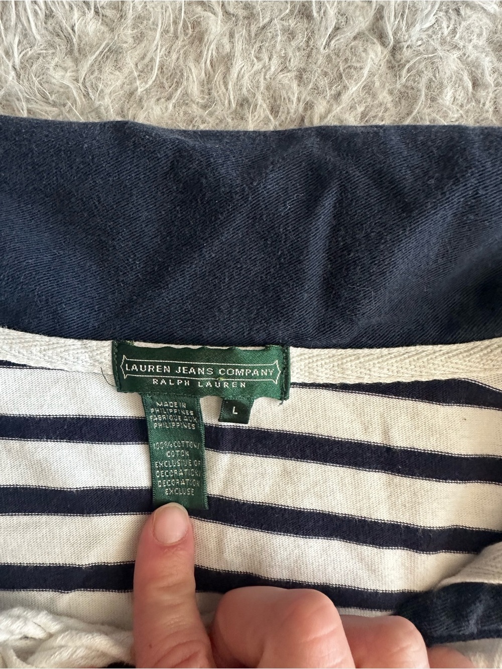 Ralph Lauren Navy and White Striped Sailor Hoodie Top - Picture 3 of 4